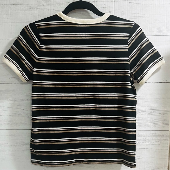 Vans Striped Ringer Tee Shirt Small Black NWT Logo Casual - Picture 3 of 5